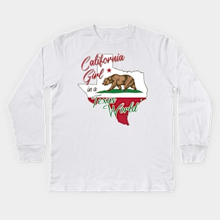 California Girl in a Texas World Kids Long Sleeve T-Shirt